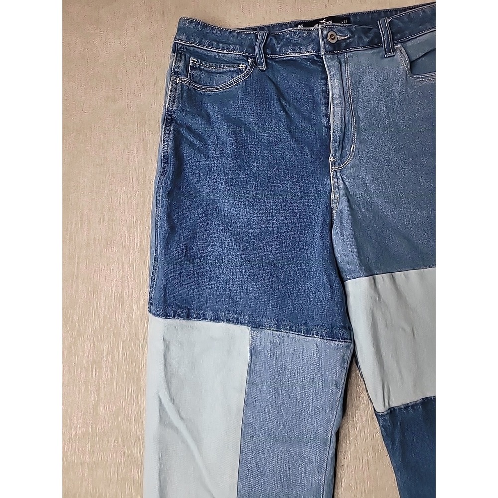 Hollister  Patchwork Jeans Ultra High Rise Ankle Mom Jeans 15 R Multi Blue - Picture 3 of 11